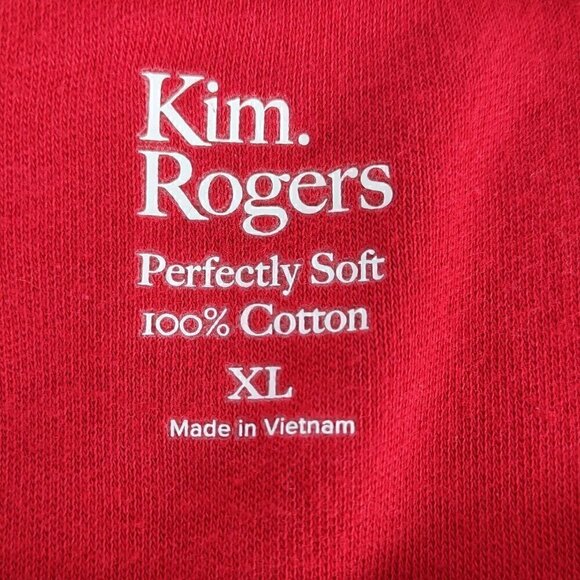 Kim Rogers Perfectly Soft Red Crew Neck 100% Cotton T-Shirt Size XL (NWT) - Picture 11 of 12